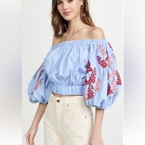 NWT Silvia Tcherassi Castell Blouse Size XS with embroidered flowers